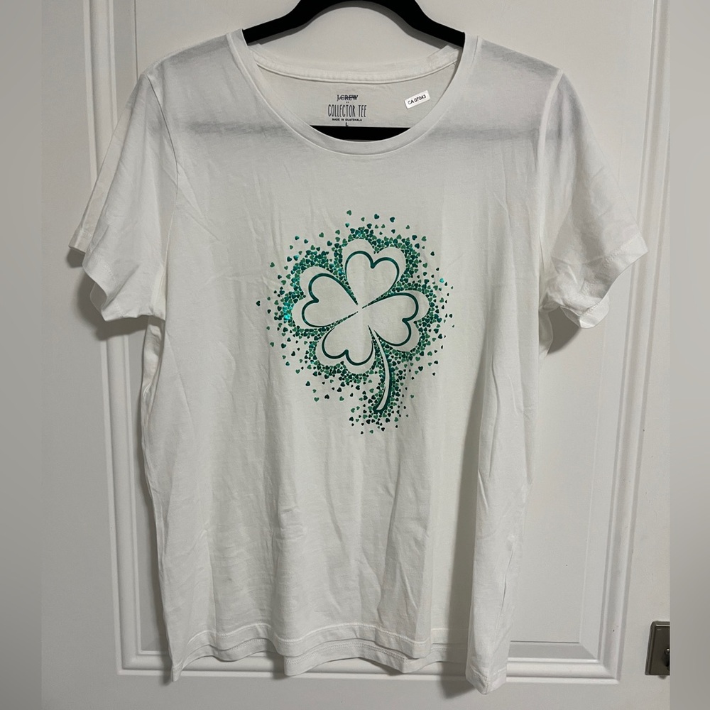 J. Crew Women’s Bling Bling Shamrock Graphic Tee - Size L